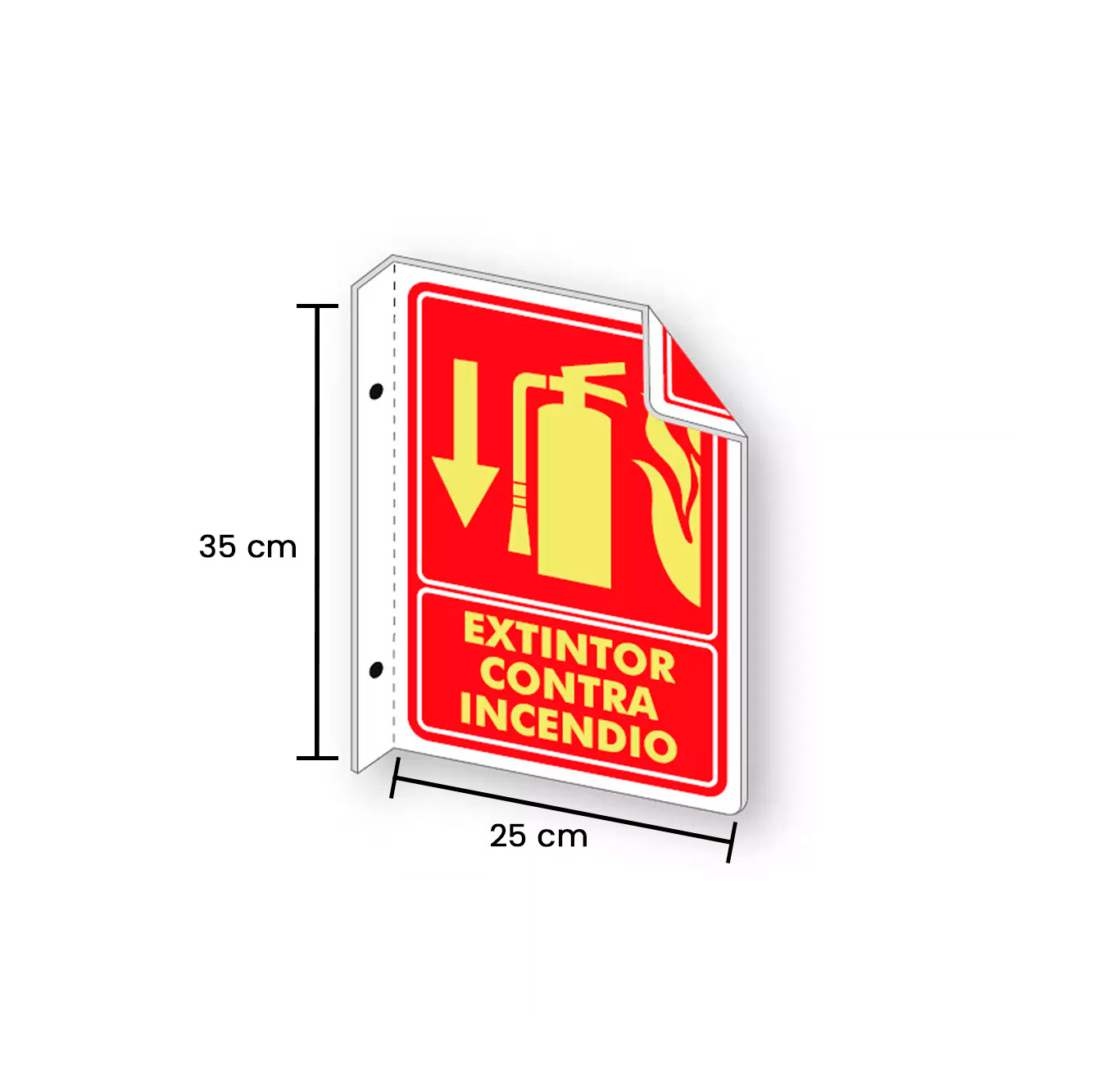 Señalamiento Extintor Contra Incendio Tipo Bandera 2 Medidas de un señalamiento extintor contra incendio tipo bandera S00052-02
