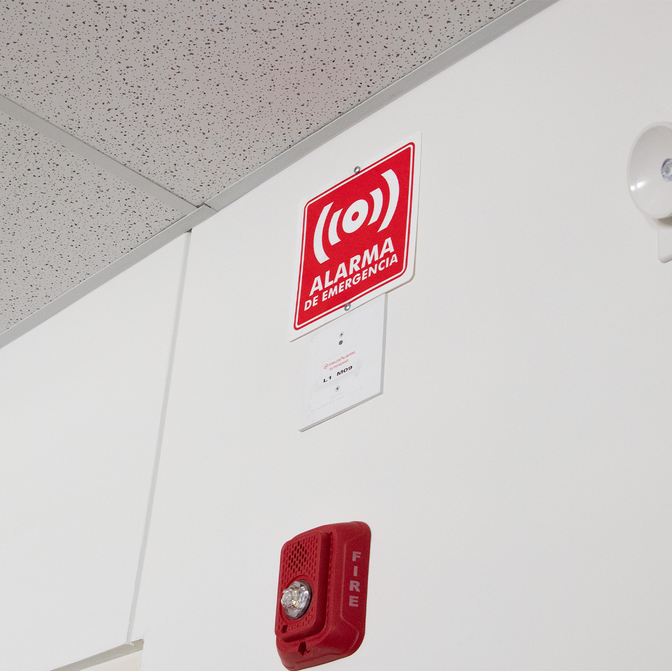 Señalética de Alarma de Emergencia con Texto 3 Lugar para instalar una alarma de emergencia señalética con texto S00021-01